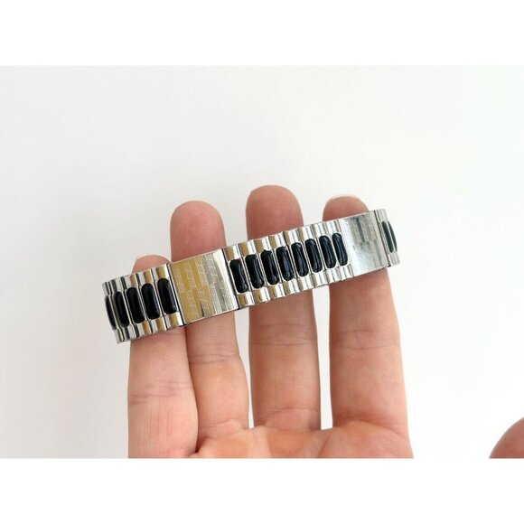 Two Toned 1970's Back Flexible Stretch Elastic Unisex Minimalist Bracelet - Picture 3 of 10